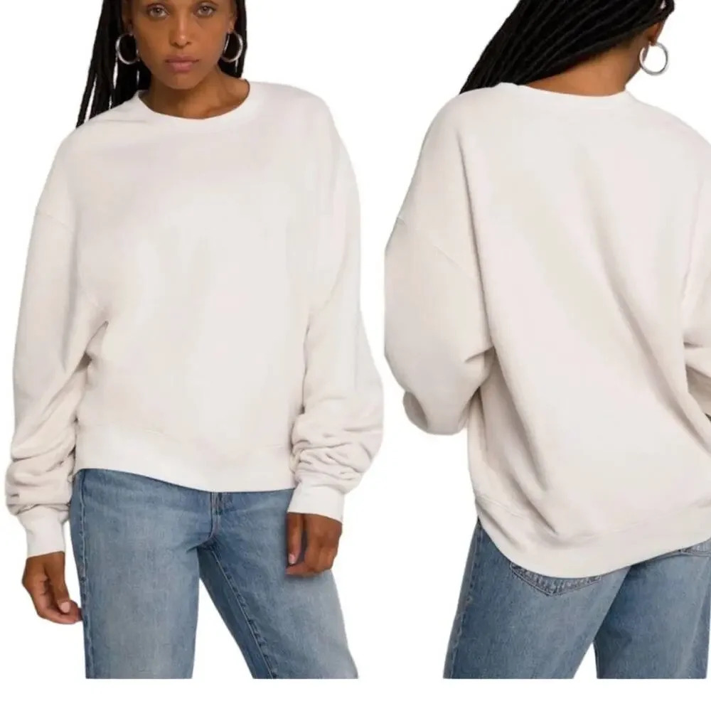 Good American Women's Size 2 Medium Cream Boyfriend Sweatshirt